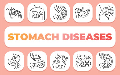 stomach diseases text concept. Shablon for presentation and Infographics.