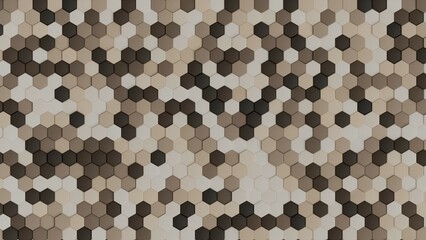 Abstract Brown Hexagonal Tile Pattern - 3D Geometric Background