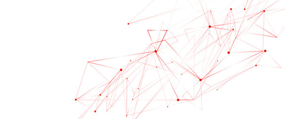 Vector illustration of minimalistic design with connecting the red dots and lines.