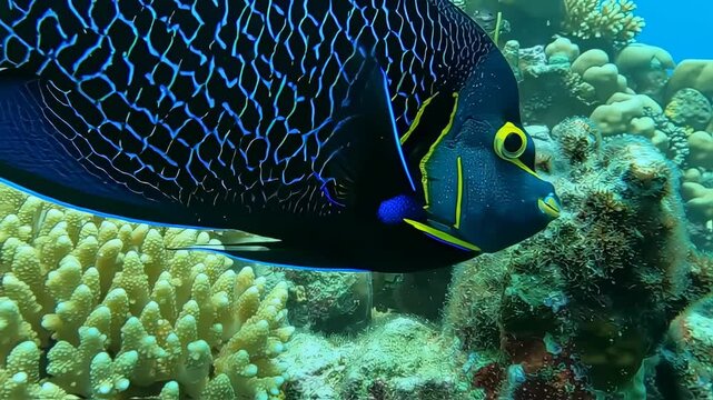 Closeup of Picasso Triggerfish in Coral