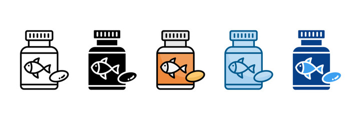 Omega 3 Capsules Icon Set Multiple Style Collection