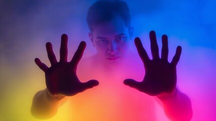 Translucent figure in electric fog