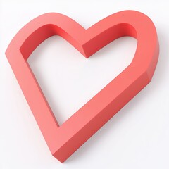 Three Dimensional Coral Heart on White Background