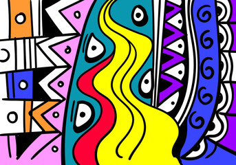 Tribal abstract ethnic art is a fusion of traditional cultural motifs with modern abstract elements.