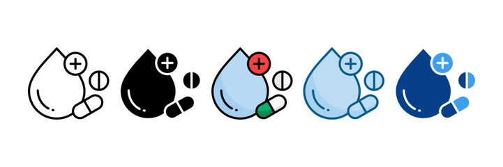 Vitamin B Pills Icon Set Multiple Style Collection