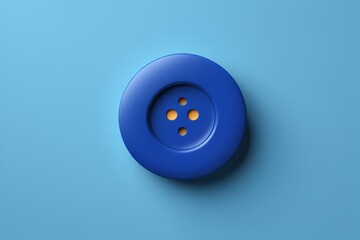 a close up of a blue button on a blue surface