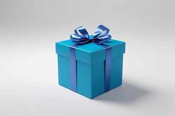 Obraz premium arafed blue gift box with a blue ribbon and bow
