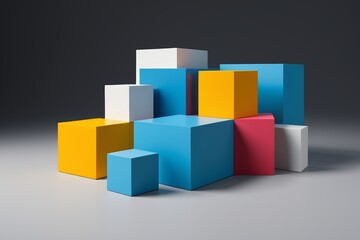 Obraz premium arafed image of a group of colorful cubes on a gray surface