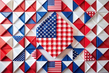 Obraz premium Geometric American Flag Memorial Day Tribute: Abstract Stars & Stripes Design