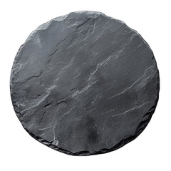Round Black Slate Coaster isolated on transparent background