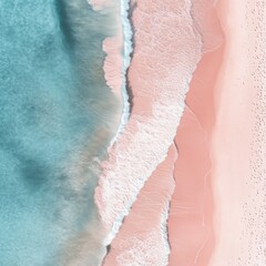 Fototapeta premium Pastel Beach Waves Aerial View