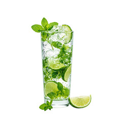 Refreshing classic mojito in a highball glass with lime mint and soda water Perfect for summer vibes and cocktail themed designs