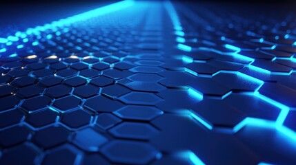 Obraz premium Abstract hexagonal pattern, glowing blue lines, futuristic background, digital design, technology