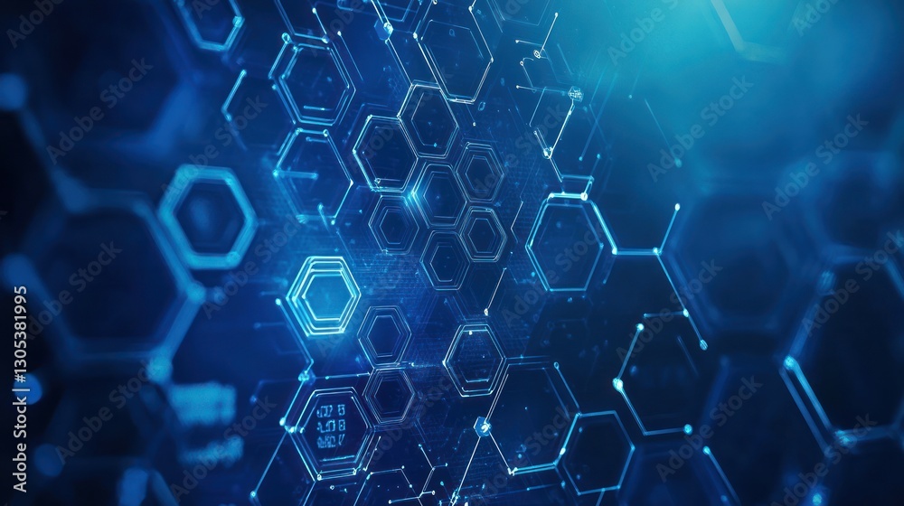 Poster abstract digital hexagons network background, technology concept, data visualization, possible use f