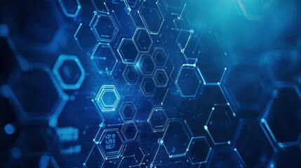 Fototapeta premium Abstract digital hexagons network background, technology concept, data visualization, possible use for tech presentation
