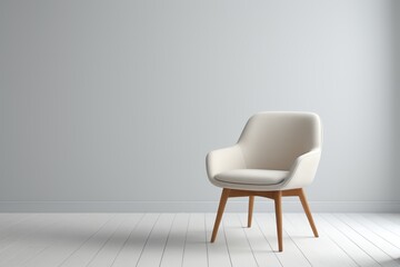 Fototapeta premium there is a white chair sitting in a room with a white wall
