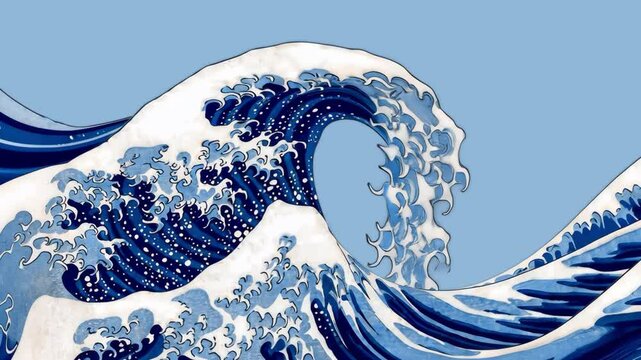 Iconic wave art print 4K video