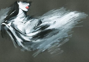 Gordijnen abstract woman portrait. watercolor painting. illustration © Anna Ismagilova