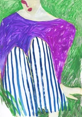 Gordijnen abstract woman portrait. watercolor painting. illustration © Anna Ismagilova