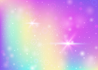 Magic Invitation. Purple Rainbow Hologram. Fairy Gradient. Iridescent Universe Invite. Pink Fantasy Background. Blue Colorful Pattern. Unicorn Glitter. Neon Magic Invitation.