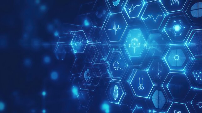 Medical technology icons, futuristic interface