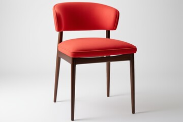 Obraz premium there is a red chair with a wooden frame and a red seat