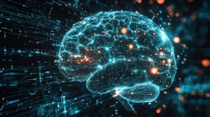 Cybernetic AI-enhanced Human Brain Interface Visualization