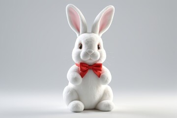 Obraz premium there is a white rabbit with a red bow tie sitting on a white surface