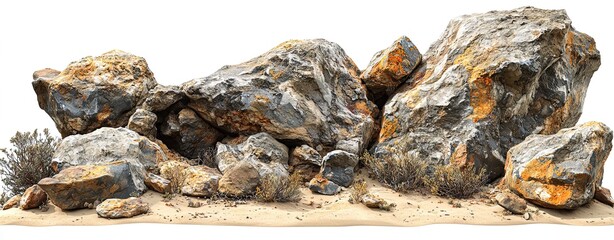 Rocky Outcropping with Dry Grass