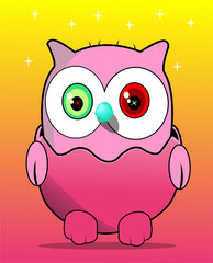 cute owl character, with adorable bright colors