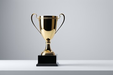 a close up of a trophy on a table with a gray background