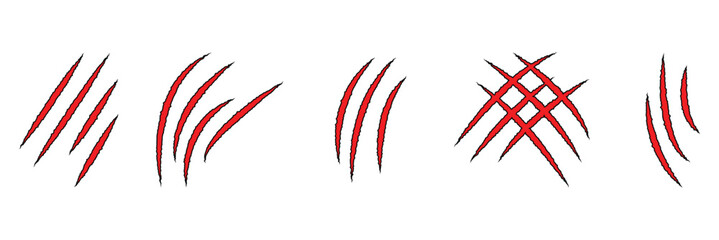 Cat scratch icon. Realistic Animal claws marks. Animal Claw scratches icons set vector.