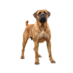 Obraz premium Confident Bullmastiff showcasing strength and loyalty isolated against a white background Muscular build and determined expression captured