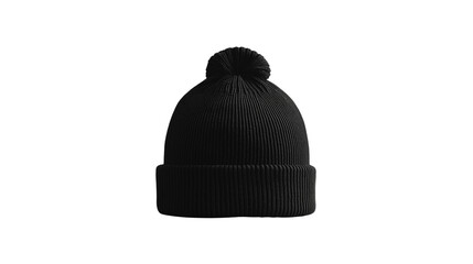 Fototapeta premium A blank black beanie hat showcased isolated on white background , transparent png 