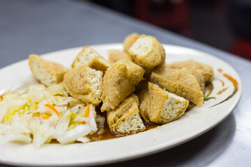 Traditional Stinky Tofu Frying In Taiwan Street