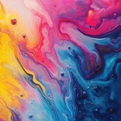 Fototapeta premium Vibrant multicolored abstract liquid painting with dynamic flowing textures