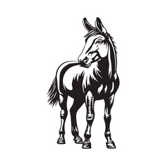 Black and White Mule Illustration High Resolution Monochrome Vector Clip Art