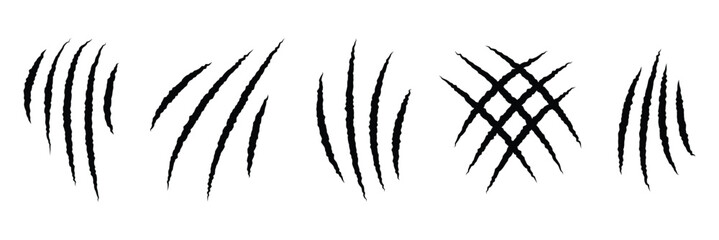 Claws scratches icons set in black on white background