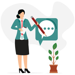  Businesswoman Business Communication, and Idea Expression, Professional Writing a Message