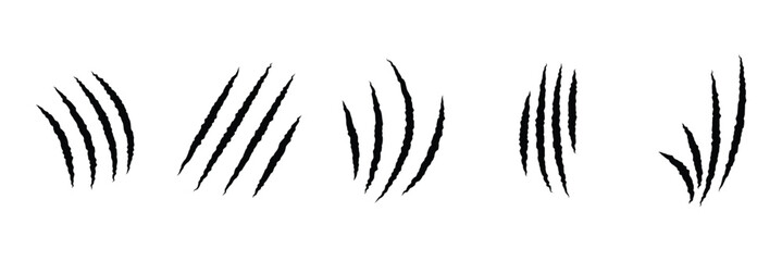 Claw Scratches icons. Claw scratches silhouette trendy minimal icons. Wild animal marks, Predator attacks, Scratch patterns icons. Design signs for social media, app, web design. Vector illustration.