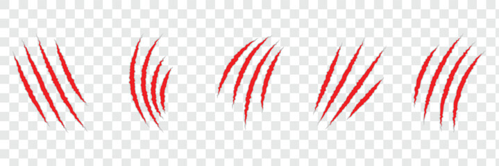 Animal claw scratches and marks. Red claws scratch animal. Claws scratches. Monster claw animal slash marks on white background vector illustration.
