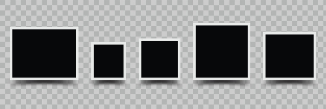 Set of vintage photo frame. Picture album template. Template polaroid photo frame collection isolated.