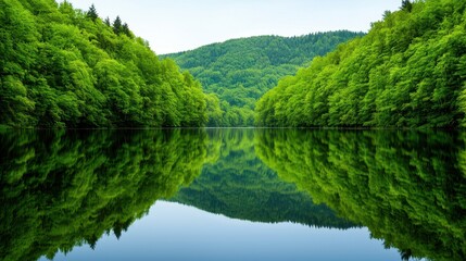 Fototapeta premium Carbon Reforestation Projects Concept, Reforestation Strategies for Enhancing Riparian Zones and Safeguarding Water Quality in Natural Landscapes