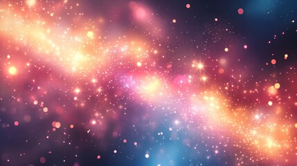 Obraz premium A pastel-colored banner featuring abstract sparkling lights in a cosmic field of pure energy, with ample space for personalized text and design