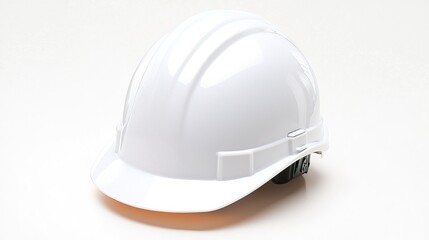 White Hard Hat Displayed on Solid White Background for Safety and Protection Purposes