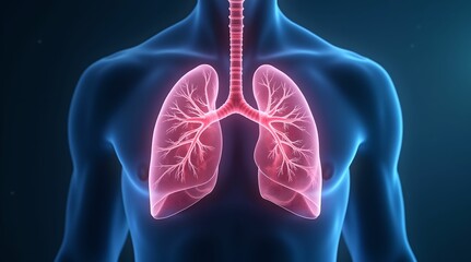 Human lungs presented in a vibrant and detailed digital format, demonstrating their structure and function for educational purposes.