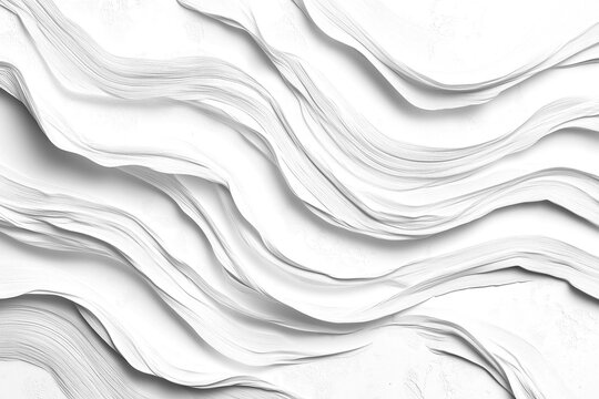 Stucco wavy curved design white wall with textured surface