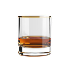 Elegant glass of amber whiskey with a sleek design on a transparent background, perfect for beverage or drink-related projects and advertisements