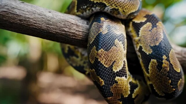 Boa Constrictor Cools Around Branch