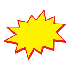Red and yellow starburst stickers. Pop art funny bang bubble. Blank sale tags. Cartoon comic style.